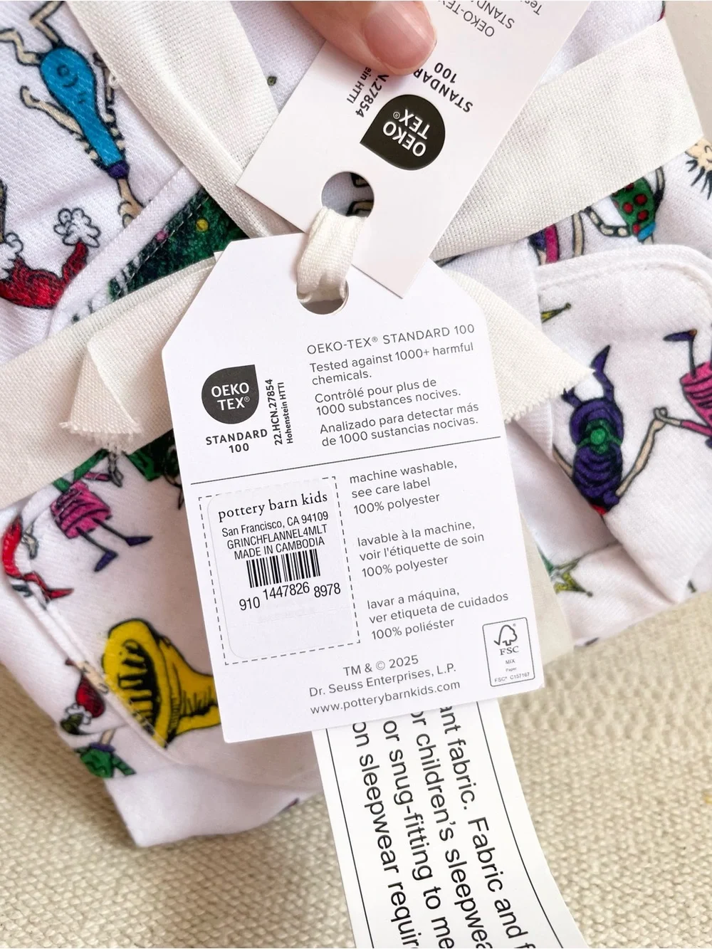 Pottery Barn Kids Dr. Seuss's The Grinch™ Flannel Pajama Set Kids Size 4